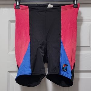 VTG 80s Bellwether Black Red Blue Padded Road Cycling Bike Shorts USA‎ Sz M READ